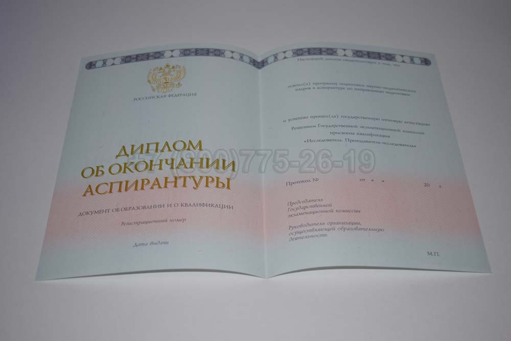 Бланк диплома аспирантуры Гознак 2014-2025 год выпуска г.Омск